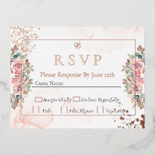Modern rose gold foil rsvp wedding holiday postcard