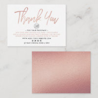 Modern Rose Gold Foil Script Business Thank You