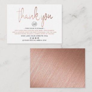 Modern Rose Gold Foil Script Business Thank You Enclosure Card