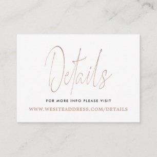 Modern Rose Gold Foil Script Details Enclosure Card
