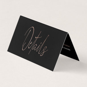 Modern Rose Gold Foil Script & Photo Detail Card