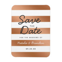 Modern Rose Gold Foil Stripes Trendy Save the Date