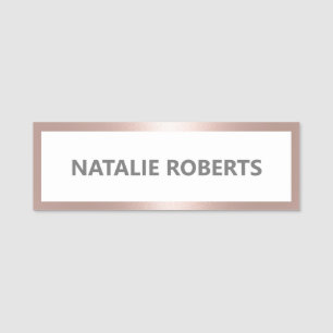 Modern Rose Gold Framed Minimalist Bold Name Tag