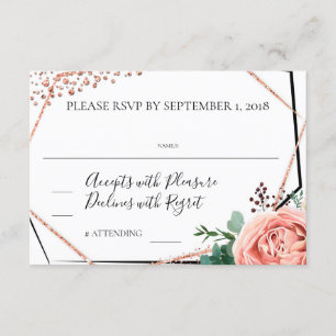 Modern Rose Gold Geometric Wedding RSVP Invitation