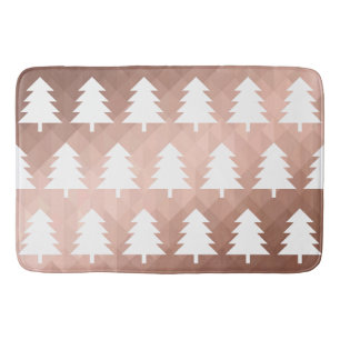 Modern rose gold geometric xmas trees  bath mat