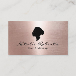 Modern Rose Gold Girl Head Logo Beauty Salon Spa Business Card