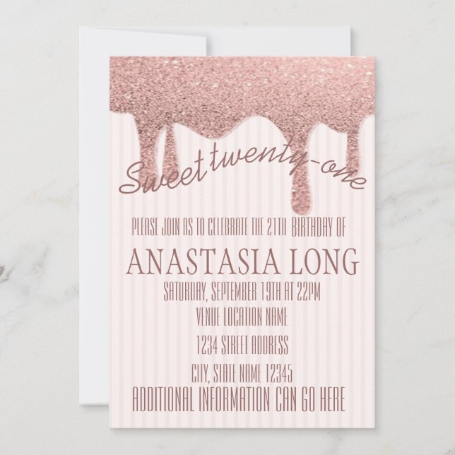 Modern Rose Gold Glitery Save The Date (Front)