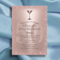 Modern Rose Gold Glitter 50th Birthday Cocktail