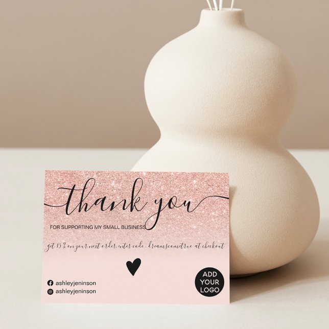 Modern rose gold glitter blush order thank you (Creator Uploaded)