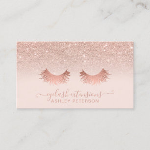 Modern rose gold glitter blush pink eyelashes business card
