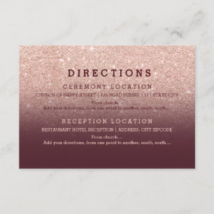 Modern rose gold glitter burgundy details wedding enclosure card