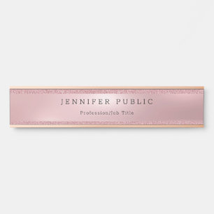 Modern Rose Gold Glitter Elegant Glamour Template Door Sign