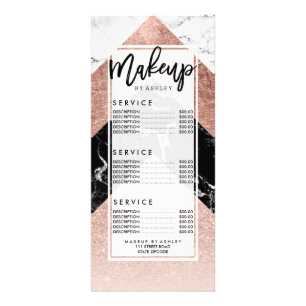 Modern rose gold glitter foil black white marble g rack card