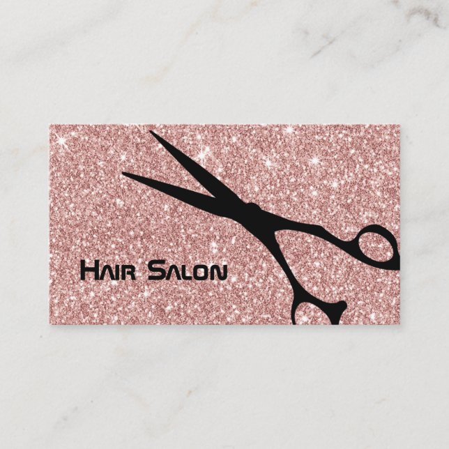 Modern Rose Gold Glitter Hair Stylist Beauty Salon Business Card (Front)