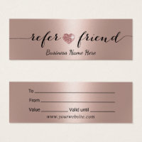 Modern Rose Gold Glitter Heart Salon Spa Gift Card