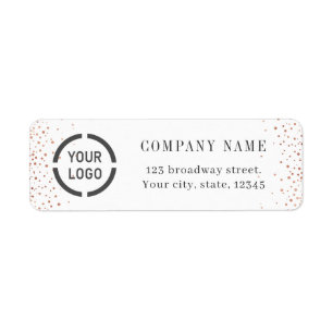 Modern rose gold glitter logo return address label