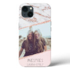 Modern rose gold glitter marble blush names photo