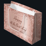 Modern Rose Gold Glitter Monogram 40th Birthday Large Gift Bag<br><div class="desc">Girly Glam Modern Rose Gold Glitter Foil Monogram Name 40th (or ANY AGE) Custom Personalised Gift Bag. This Girly Adult feminine Birhday party design featuring a "Happy Birthday" text in a stylish handwritten calligraphy script, Monogram Name and date and age on blush pink or rose gold faux brushed metallic foil...</div>