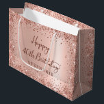 Modern Rose Gold Glitter Monogram 40th Birthday Large Gift Bag<br><div class="desc">Girly Glam Modern Rose Gold Glitter Foil Monogram Name 40th (or ANY AGE) Custom Personalised Gift Bag. This Girly Adult feminine Birhday party design featuring a "Happy Birthday" text in a stylish handwritten calligraphy script, Monogram Name and date and age on blush pink or rose gold faux brushed metallic foil...</div>