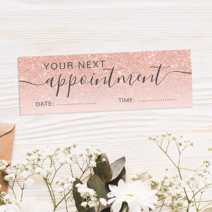 Modern rose gold glitter ombre blush appointment mini business card
