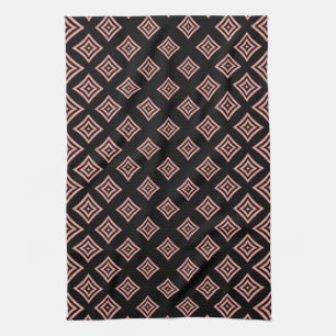 Modern Rose Gold Glitter Rhomboid Pattern Tea Towel