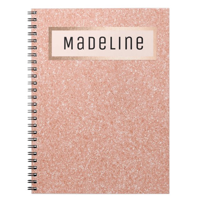 Modern Rose Gold Glitter Sparkles Girly Notebook (Front)