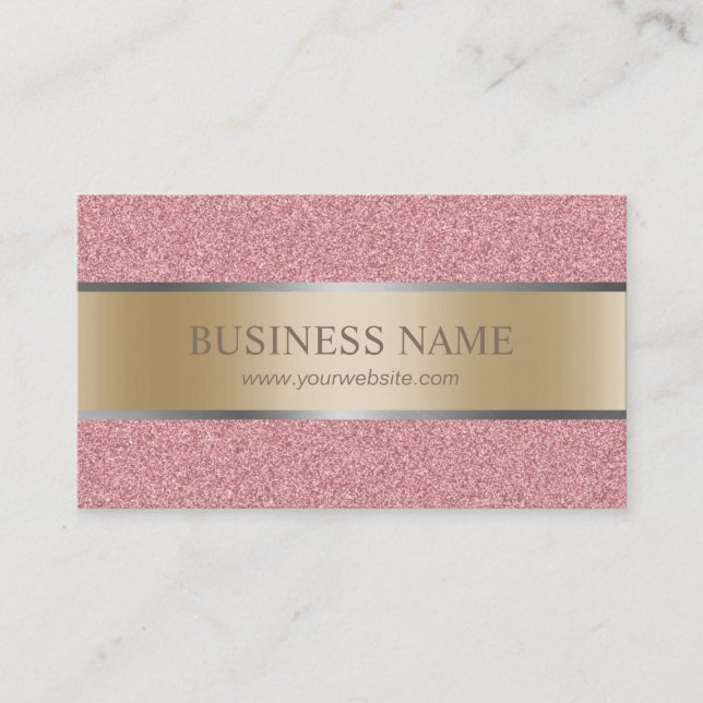Modern Rose Gold Glitter Stripe Foil Elegant Business Card (Front)