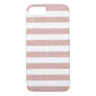 Modern Rose Gold Glitter Stripes iPhone 8/7 Case