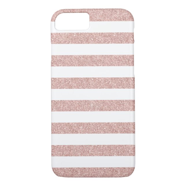 Modern Rose Gold Glitter Stripes Case-Mate iPhone Case (Back)
