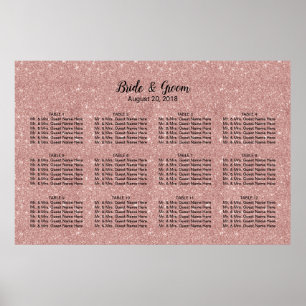 Modern Rose Gold Glitter Wedding Seating Chart