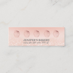 Modern rose gold glittery cupcake homemade bakery mini business card