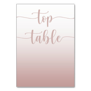 Modern Rose Gold Gradient Wedding Top Table Number