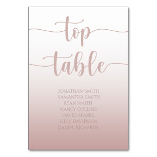 Modern Rose Gold Gradient Wedding Top Table Table Number