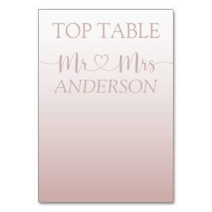 Modern Rose Gold Gradient Wedding Top Table Table Table Number