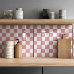Modern Rose Gold Grey Marble Geometric Chequered Ceramic Tile