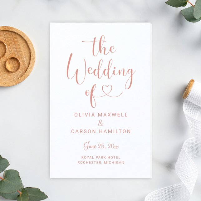 Modern Rose Gold Heart Script Wedding Programs (Creator Uploaded)