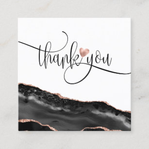 modern rose gold heart thank you for your order square business card