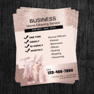 Modern Rose Gold Home Cleaning Housekeeping Flyer