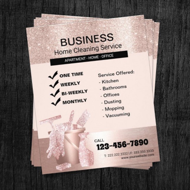Modern Rose Gold Home Cleaning Housekeeping Flyer (Creator Uploaded)