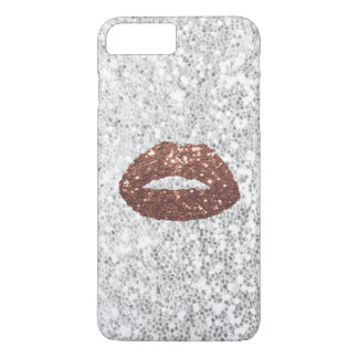 Modern Rose Gold Lips Chic Silver Sequins iPhone 8 Plus/7 Plus Case
