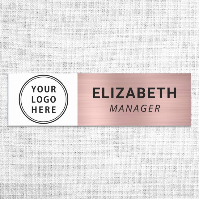 Modern Rose Gold Logo Name Tag (Creator Uploaded)