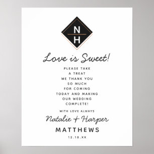 Modern Rose Gold Love is Sweet Treat Wedding Sign
