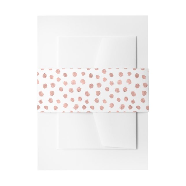 Modern Rose Gold Love Polka Dot Wedding Belly Band Invitation Belly Band (Front Example)