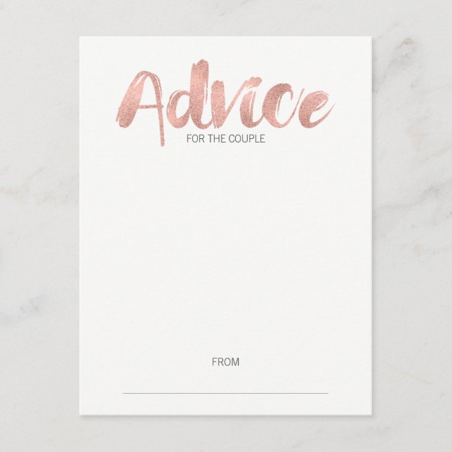 Modern Rose Gold Love Wedding Advice Card (Front)