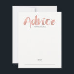 Modern Rose Gold Love Wedding Advice Card<br><div class="desc">A faux simulated rose gold foil typography design. Personalise the custom text above. You can find additional coordinating items in our "Modern Rose Gold Love Wedding" collection.</div>