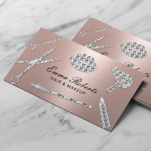 Modern Rose Gold Luxury Makeup Artist & Hair Salon Business Card
