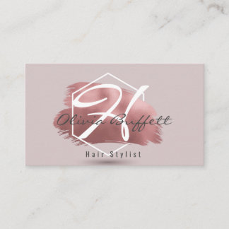 Modern rose gold makeup artist hair stylist business card