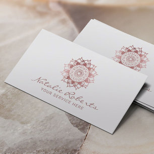 Modern Rose Gold Mandala Flower Logo Business Card