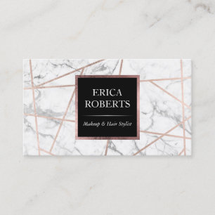 Modern Rose Gold Marble Geometric Beauty Salon Business Card