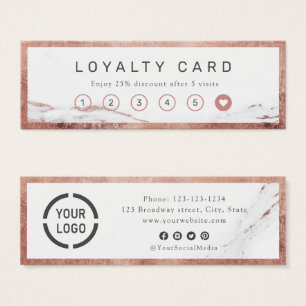 Modern rose gold marble luxe business loyalty card